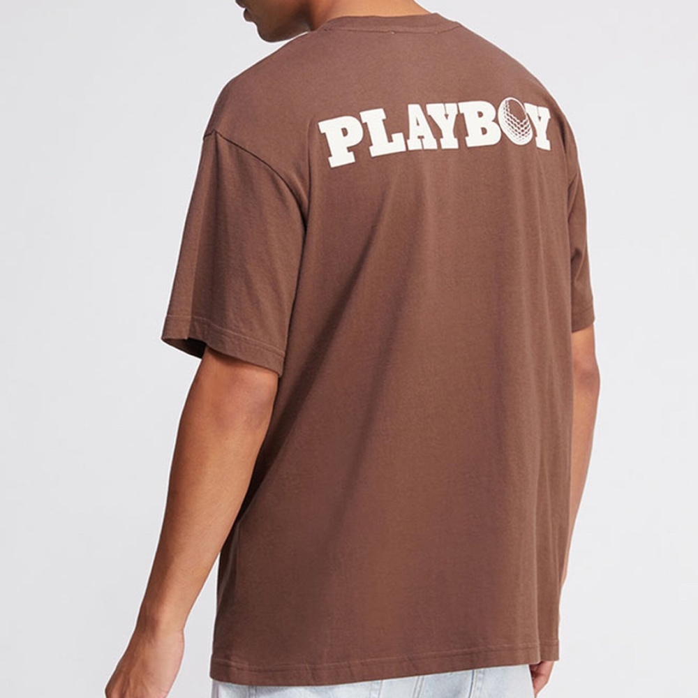 PacSun- Playboy By PacSun Fame T-Shirt- Brown
